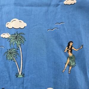 NWT Hurley Men’s Short Sleeve Button Up Shirt Blue Sea View Hula Dancer Size XL